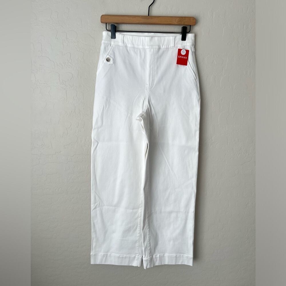 Spanx stretch twill wide leg pants white large tall NEW - Picture 7 of 12